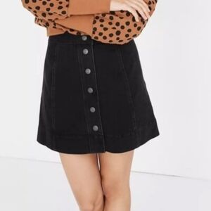Madewell Black Button Front Denim Skirt